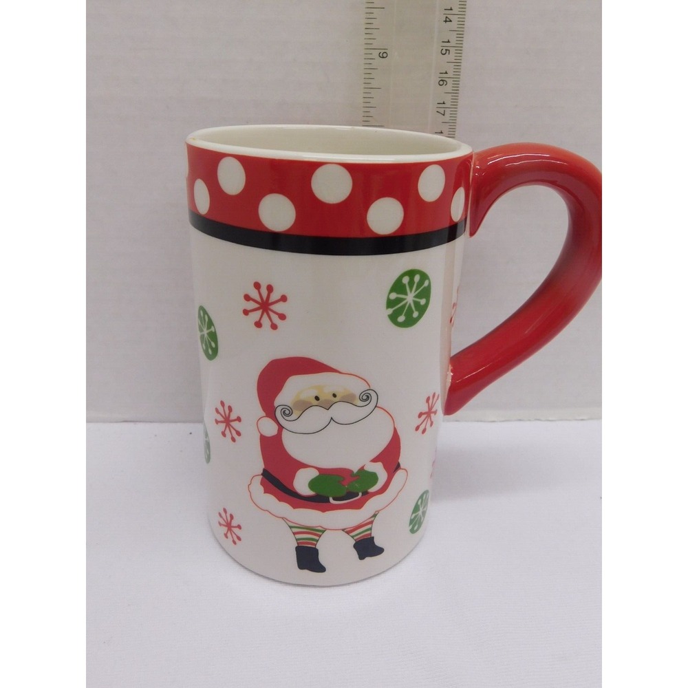 DEI Santa's Milk And Cookies Mug 5" Tall With Slot For Cookies Red White